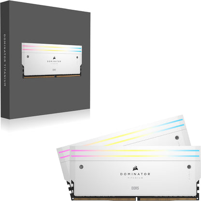 CORSAIR Dominator Titanium RGB DDR5 RAM 96GB (2x48GB) 6000MHz CL30-36-36-76 1.40V AMD Expo Intel XMP 3.0 Desktop Computer Memory – White (CMP96GX5M2B6000Z30W)