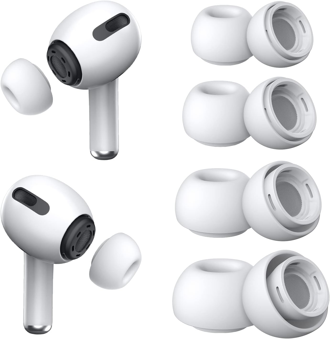 YUWAKAYI [3 Pairs] Replacement Ear Tips for AirPods Pro & Pro 2nd Gen with Noise Reduction Holes, Silicone Ear Tips with Portable Storage Box & Fit in Charging Case (S/M/L)