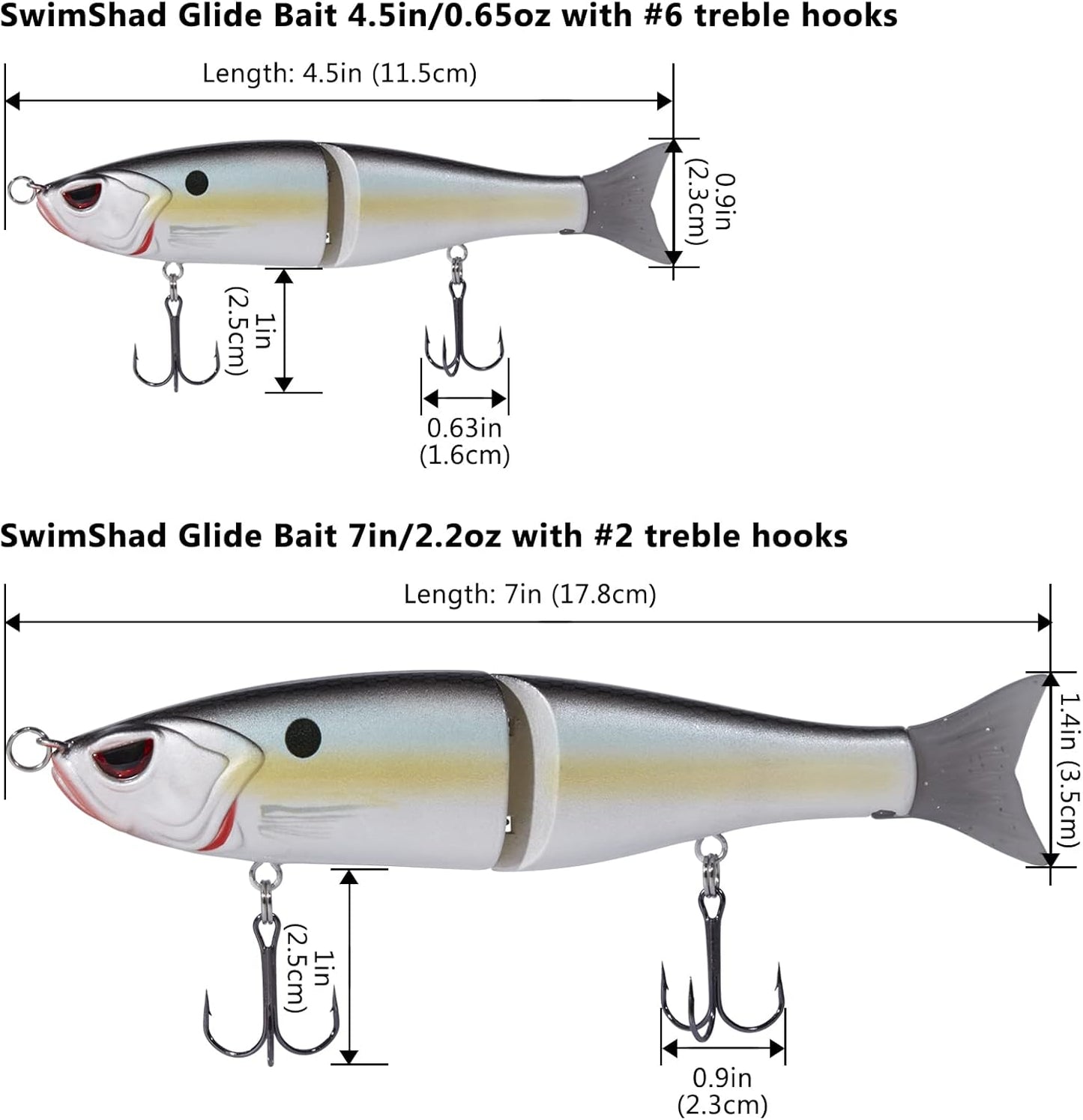 Bassdash SwimShad Glide Baits Jointed Swimbait Bass Pike Salmon Trout Muskie Fishing Lure