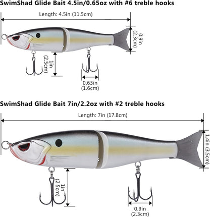 Bassdash SwimShad Glide Baits Jointed Swimbait Bass Pike Salmon Trout Muskie Fishing Lure