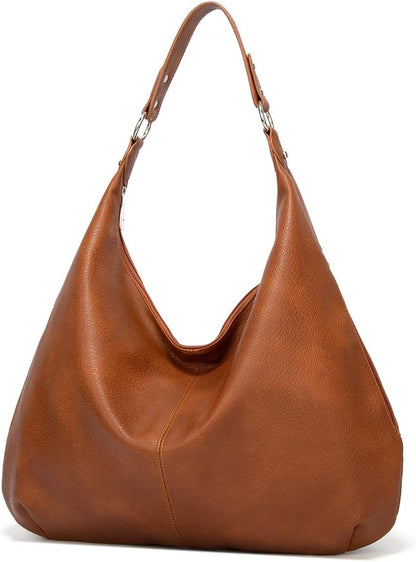 Ashioup Hobo Bags for Women Soft PU Leather Shoulder Bag Vintage Slouchy Handbag with Zipper