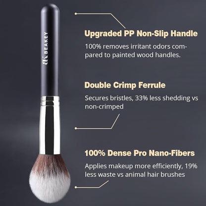 BEAKEY Makeup Brush Set Professional for Eye and Face, Foundation Blending, Eyeshadow, Concealer, Eye Shadow with 2 Blender Sponge, Paper Case, Gifts for Women