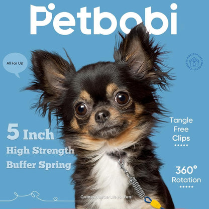 Petbobi Dog Tie-Out Cable 30ft - Outdoor Leash 4mm Metal Cable with Shock Absorbing Spring 360° Swivel Clips, Dog Chain for Yard Camping, Fit Small Medium Large Pets Up to 120lbs, Blue