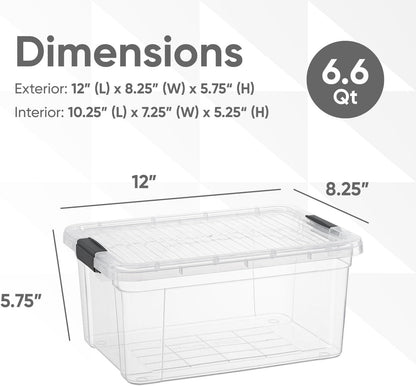 Superio Storage Bins with Lids- 3 Pack, 1.85 Qt Clear Boxes for Organizing, Stackable Plastic Containers- BPA Free, Non-Toxic, Odor Free, Organizer for Home, Office, Dorm