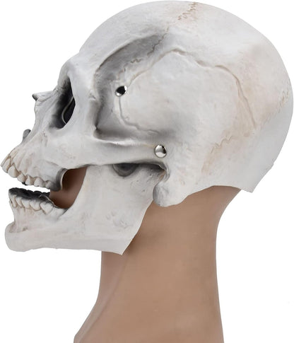 Skull Mask Creepy with Moving Jaw Halloween Full Head Skull Mask Scary Skeleton Mask Latex Mask for Cosplay Party Props