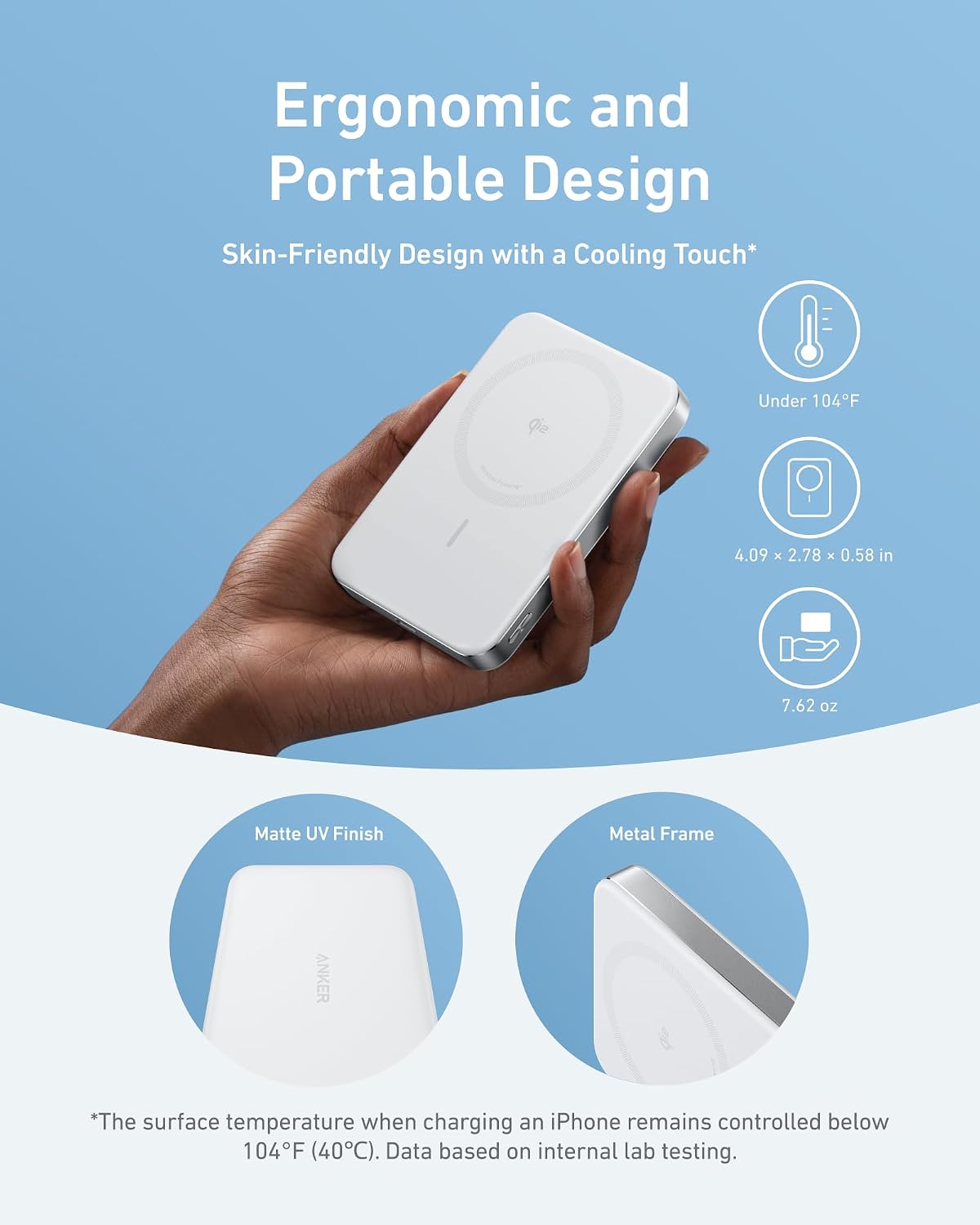 Anker MagGo Power Bank, 10,000mAh Qi2-Certified 15W Portable Charger | Slim and Fast MagSafe-Compatible Battery Pack, Ergonomic Design, for iPhone 16 / 15 / 14 / 13 Series and More