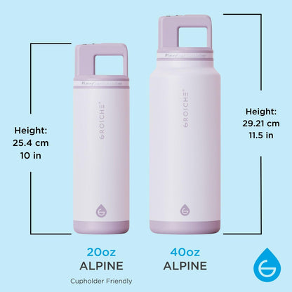 GROSCHE Alpine Flip 'N Sip 16oz Insulated Water Bottle - Stainless Steel, Leakproof Flask with Straw - Perfect for Gym, Travel, Sports & Outdoor Use, Canadian Brand! - 16 fl. oz, Scuba Blue