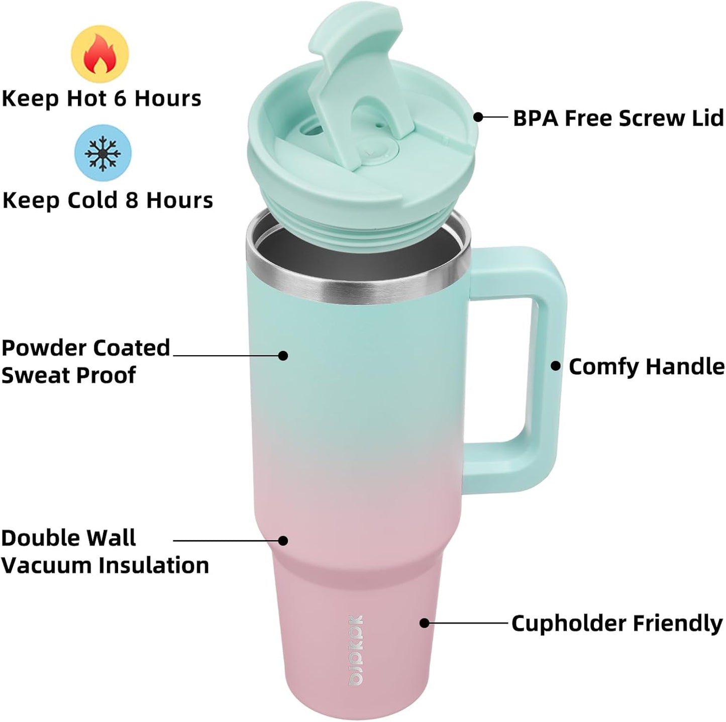 BJPKPK Tumbler with Handle and Straw 30oz Insulated Tumbler Cups with Lid Stainless Steel Travel Coffee Mug,Indigo Black