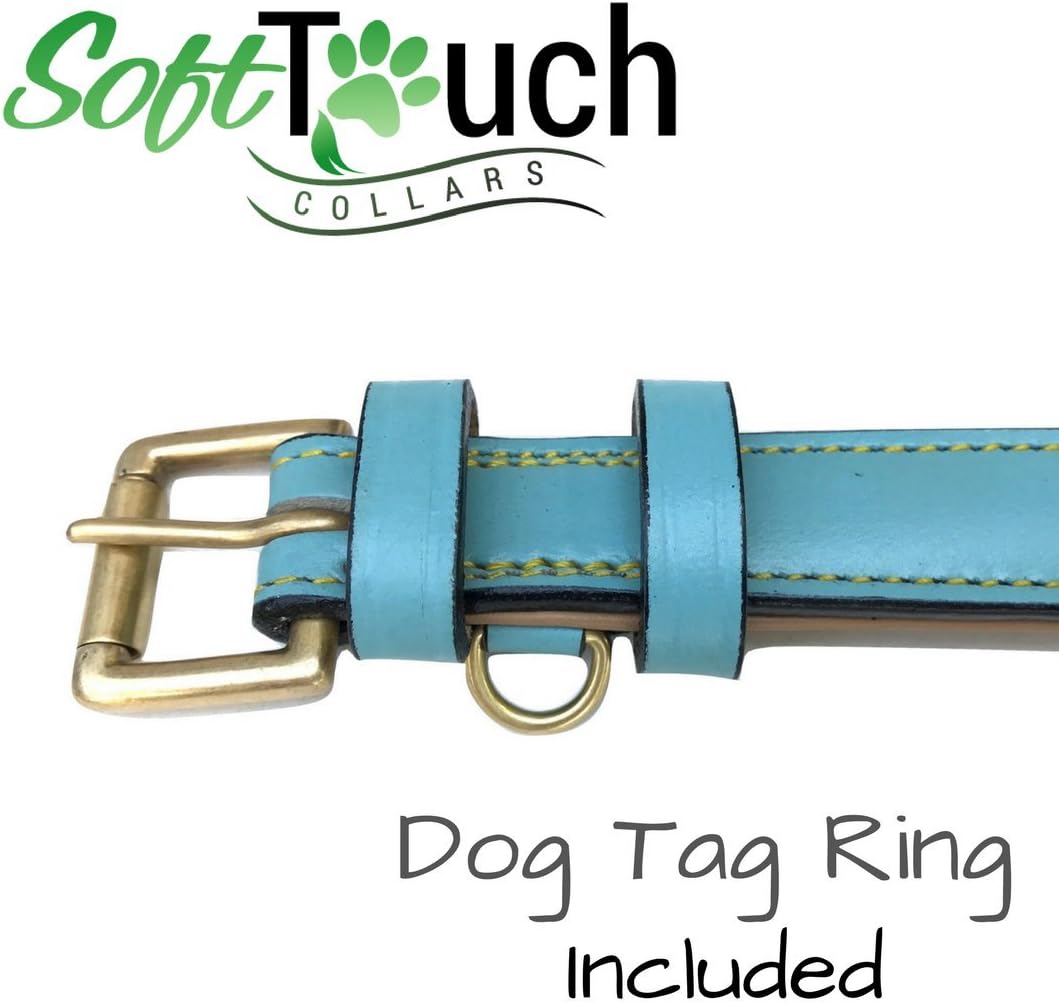 Soft Touch Collars Padded Leather Dog Collar, Large Brown - Genuine Real Leather, 24" Long x 1.5 Wide, Fits Neck Size 18" to 21" Inches