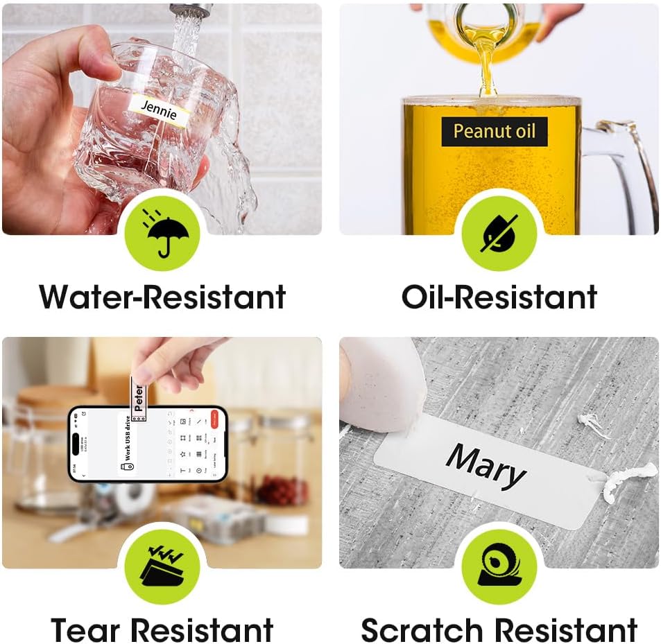 Phomemo A30 P15 Label Maker Long Tape, Black on White Continuous Tape, Strong Adhesion Sticker Self-Adhesive Standard Label Tape, Indoor/Outdoor Use, 15mm x 500mm (0.55 x 196.85 Inch), 2-Roll