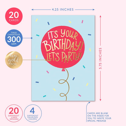 Sweetzer & Orange Happy Birthday Cards with Envelopes and Assortment Box – Variety Set of 50 Assorted Birthday Notes. Perfect Bulk Pack for Celebrations, Office, Friends, Family, and Special Occasions
