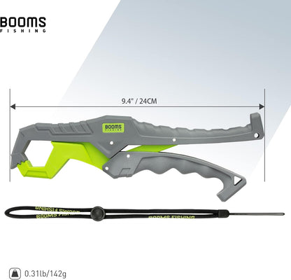 Booms Fishing G05 Fish Lip Gripper Saltwater, 9.4" Plastic Catfish Grippers Pliers, Fish Grabber Tool with Lanyard, Fish Grips for Kayak Fishing Accessories, Great Fish Holder for Caught Fish