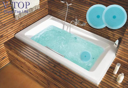 V-TOP Tub Stopper 2 Pack, 6 inches Large Silicone Drain Plug Hair Stopper Flat Suction Cover for Kitchen Bathroom Accessories and Laundry