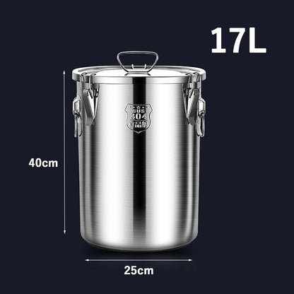 TRAGLO Rice Cereal Grain Canisters Stainless Steel Airtight Canisters Food Storage Bucket w/Handles+Lid for Kitchen Bean Flour Oil Sugar Milk 6L