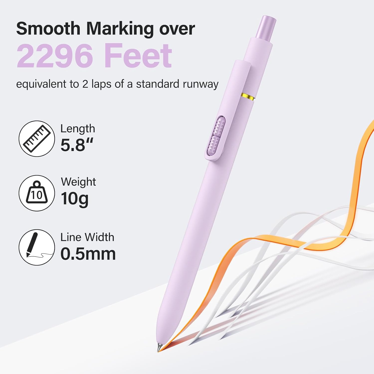 inkipen 8-Pack Gel Pens | 0.5mm Gel Pen | Black Ink Pen | Fine Point Pen | Retractable Pen | School and Office Pen - PuriLite