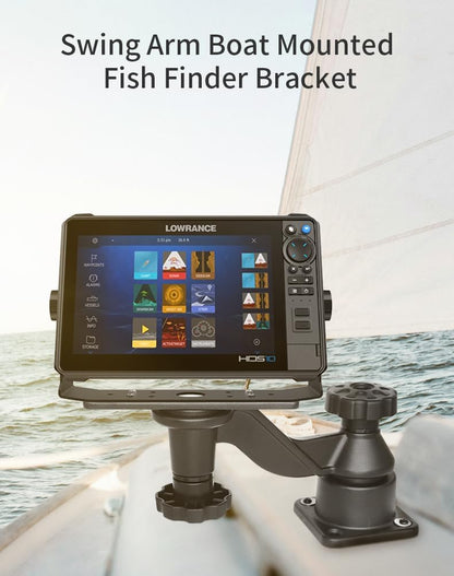 Strg Kayak Fish Finder Mount, 8.74" Long Arm Aluminum Fish Finder Swing Mount Boat Marine Electronics Mounts Compatible with Garmin Lowrance Humminbird and More Fish Finders
