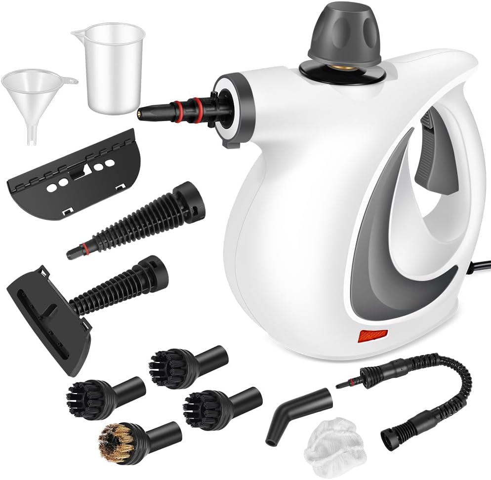 Handheld Pressurized Steam Cleaner with 12 pcs Accessories, Portable Steamer for Cleaning, Steam Cleaner for Home Use, Steamer for Cleaning Car, Furniture, Floor, Upholstery, Grout and Tile, Deep Gray
