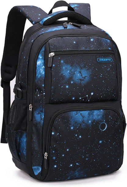 Boys Backpacks Primary Junior High School Bag Kids Bookbag with Lunch Bag 3 in 1 Casual Daypack Set Space Galaxy Durable Knapsack