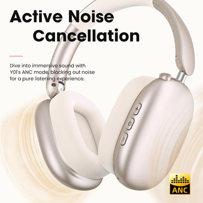 Wentronic Y01 Wireless Over Ear Headphones, Noise Canceling Bluetooth 5.3 Headphones with Microphones,Hi-Res Audio,48H Playtime,Foldable,Breathable Soft Earpads for iOS/Android/Samsung/PC-Green