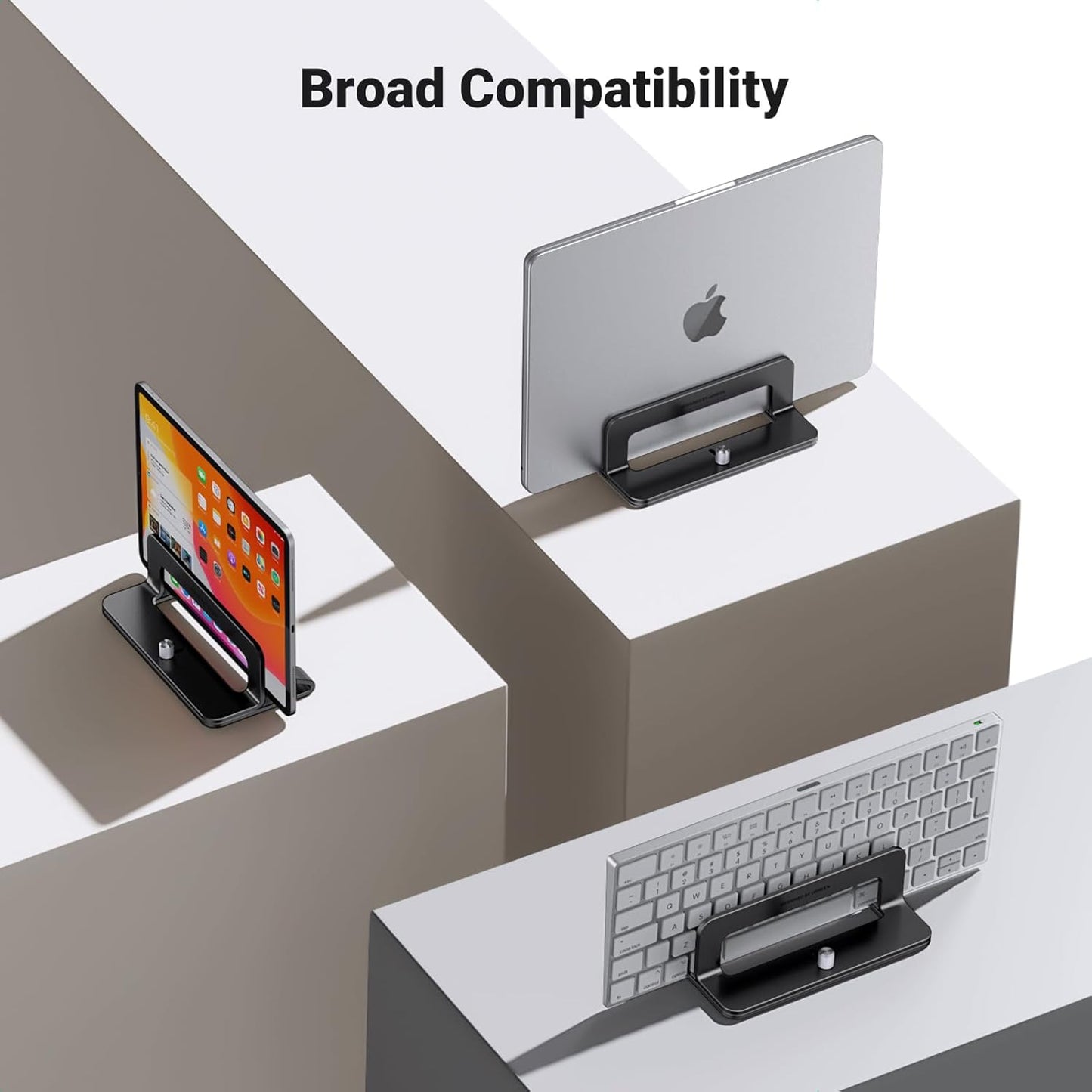 UGREEN Vertical Laptop Stand Holder Mount for Desk, Riser Adjustable Aluminum Compatible with MacBook Pro Air, Ideapad, Surface Book, Chromebook Up to 15.6inch, Grey