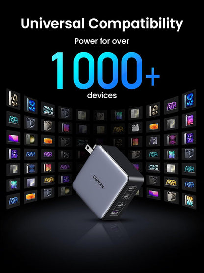 UGREEN 160W USB C Charger Nexode X Series, 4-Port PD 3.1 PPS Compact Fast GaN Foldable Wall Charger for MacBook Pro/Air, Dell XPS, iPhone 15 Pro/14, iPad Pro, Galaxy S24/S23, Pixel 8, Steam Deck