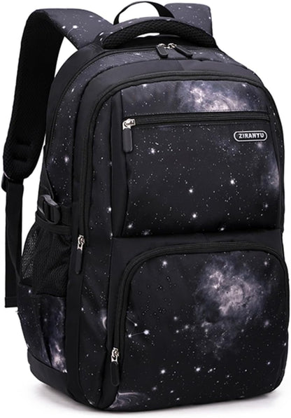 Boys Backpacks Primary Junior High School Bag Kids Bookbag with Lunch Bag 3 in 1 Casual Daypack Set Space Galaxy Durable Knapsack