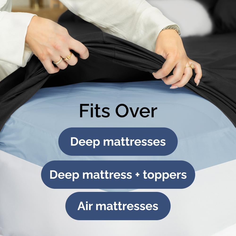 Extra Deep Queen Sheet Set - 6 Piece Breathable & Cooling Sheets - Hotel Luxury Bed Sheets Set - Easy & Secure Fit - Soft, Wrinkle Free & Comfy Sheets Set - White Sheet Set w/Extra Deep Pockets