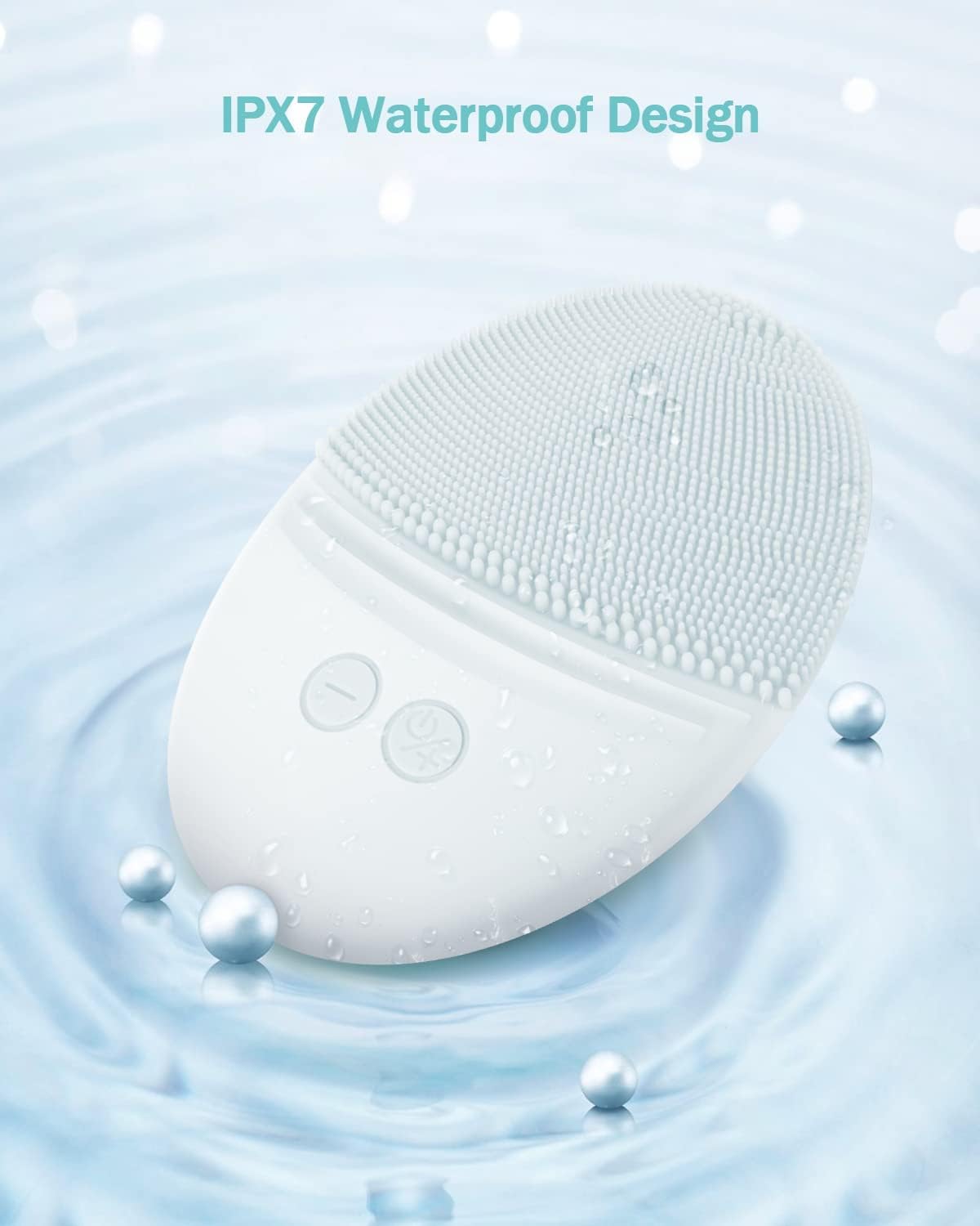 EZBASICS Sonic Facial Cleansing Brush Made with Ultra Hygienic Soft Silicone, Waterproof Sonic Vibrating Face Brush for Deep Cleansing, Gentle Exfoliating and Massaging, Inductive Charging Blue