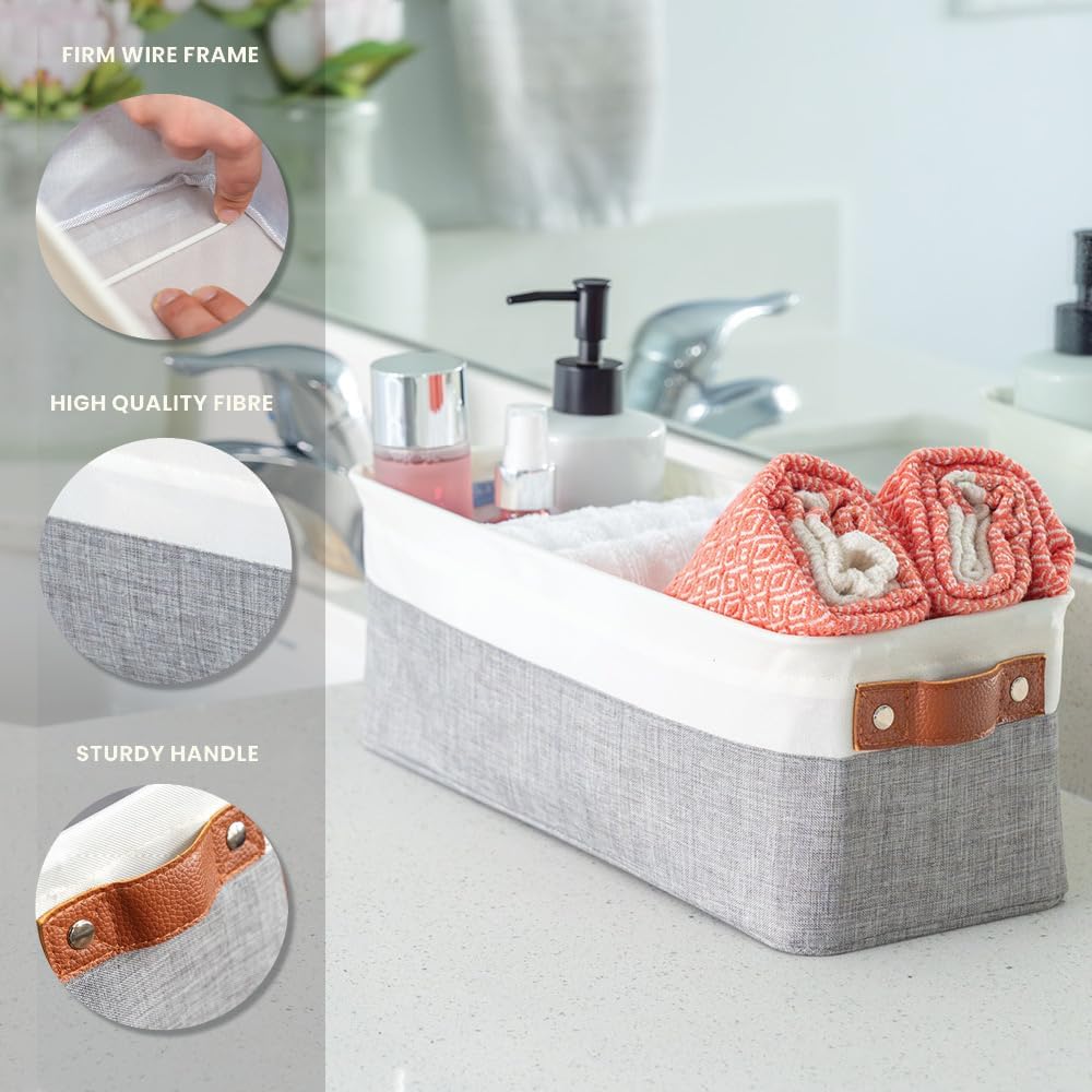 OrganiHaus Large Fabric Storage Baskets for Shelves 3 Pack, 15x11in Closet Storage Bins for Shelves, Cloth Baskets, Fabric Storage Cubes, Linen Closet Organizers, Fabric Basket, White Basket