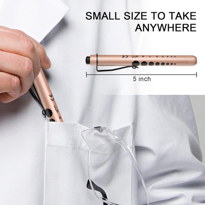 RISEMART Pen Lights for Nurses, 2 Pack Reusable Medical Light with Pupil Gauge and Ruler, White Light LED Penlight for Student Doctors EMT (Black/White)