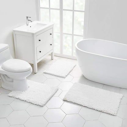 Walensee Bathroom Rug Non Slip Bath Mat (24x17 Inch Blush) Water Absorbent Super Soft Shaggy Chenille Machine Washable Dry Extra Thick Perfect Absorbant Best Small Plush Carpet for Shower Floor