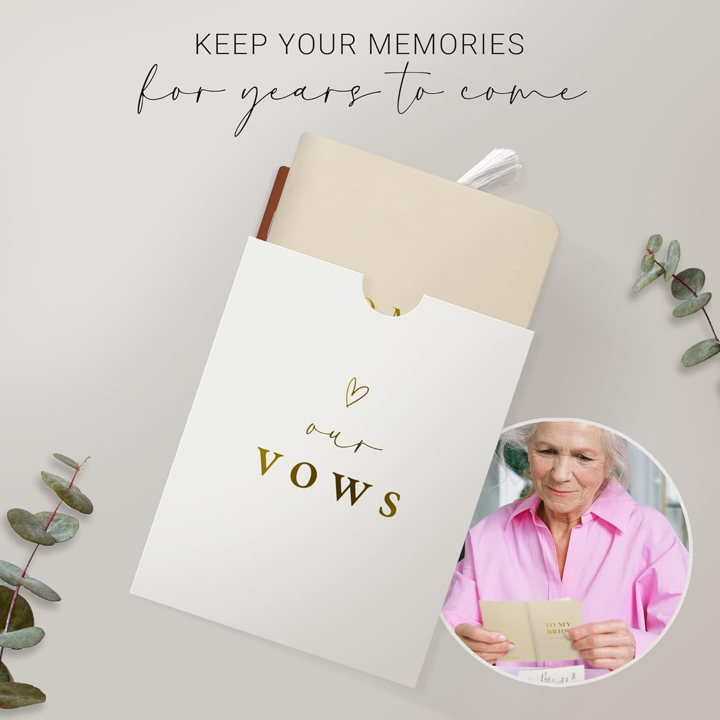 Wedding Vow Books His and Hers, Gold Foil Lettering & Keepsake Sleeve, Wedding Day Essentials, Beautiful His and Hers Gifts for The Bride and Groom (Cream & Cream)