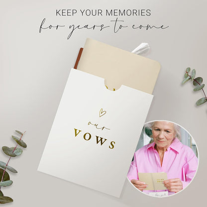 Wedding Vow Books His and Hers, Gold Foil Lettering & Keepsake Sleeve, Wedding Day Essentials, Beautiful His and Hers Gifts for The Bride and Groom (Cream & Cream)