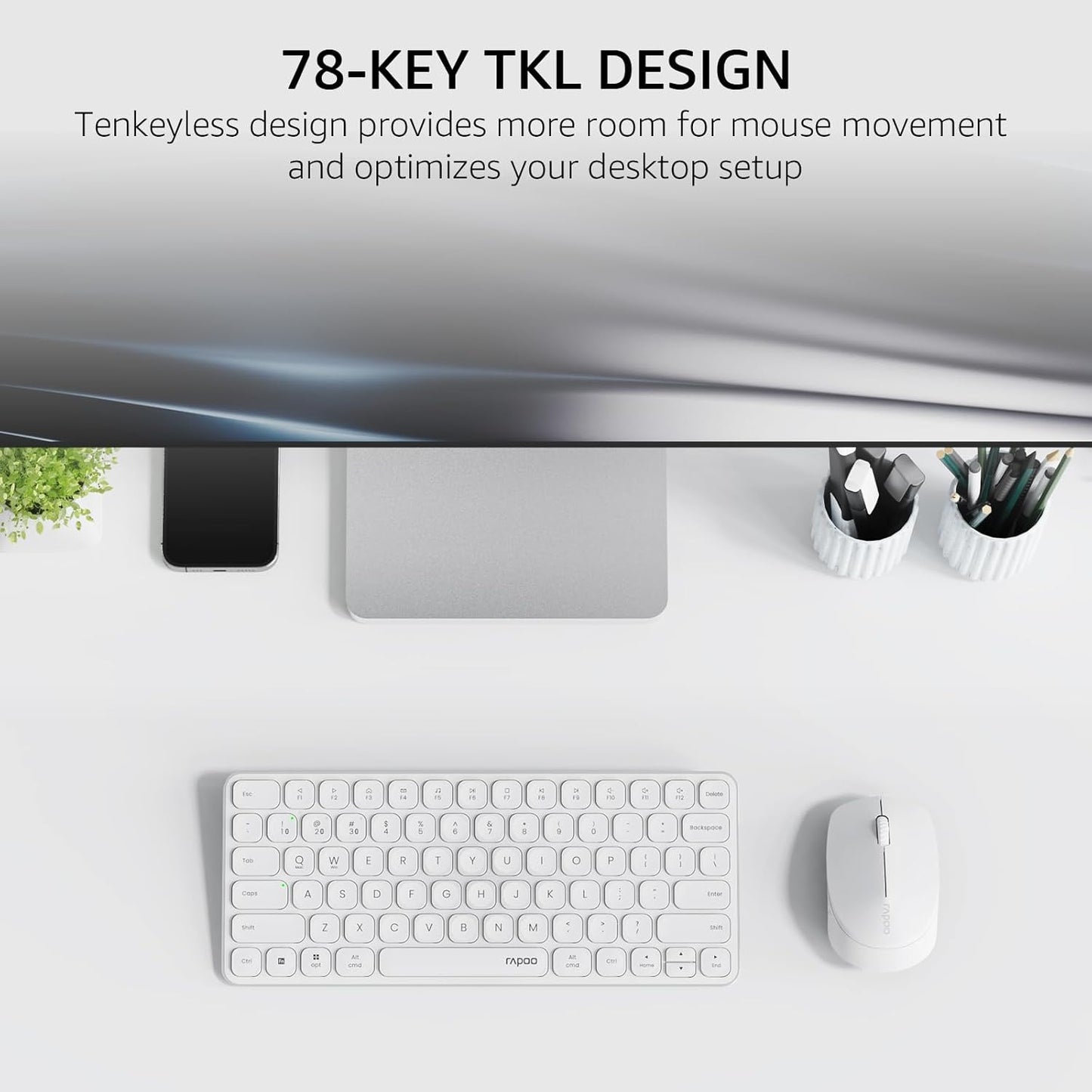RAPOO Keyboard and Mouse Wireless - 9010M Multi-Device Wireless Keyboard Mouse Combo, 2.4GHz/Bluetooth 5.0/4.0 Wireless Keyboard Mouse Set for Windows/Mac/Linux/Chrome, Support 4 Devices, Silent Click