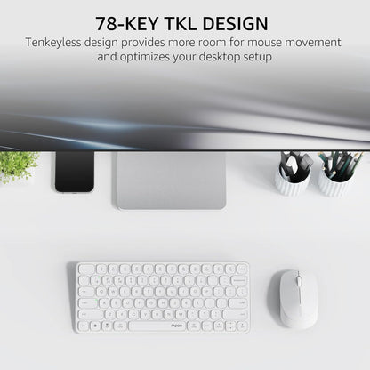 RAPOO Keyboard and Mouse Wireless - 9010M Multi-Device Wireless Keyboard Mouse Combo, 2.4GHz/Bluetooth 5.0/4.0 Wireless Keyboard Mouse Set for Windows/Mac/Linux/Chrome, Support 4 Devices, Silent Click
