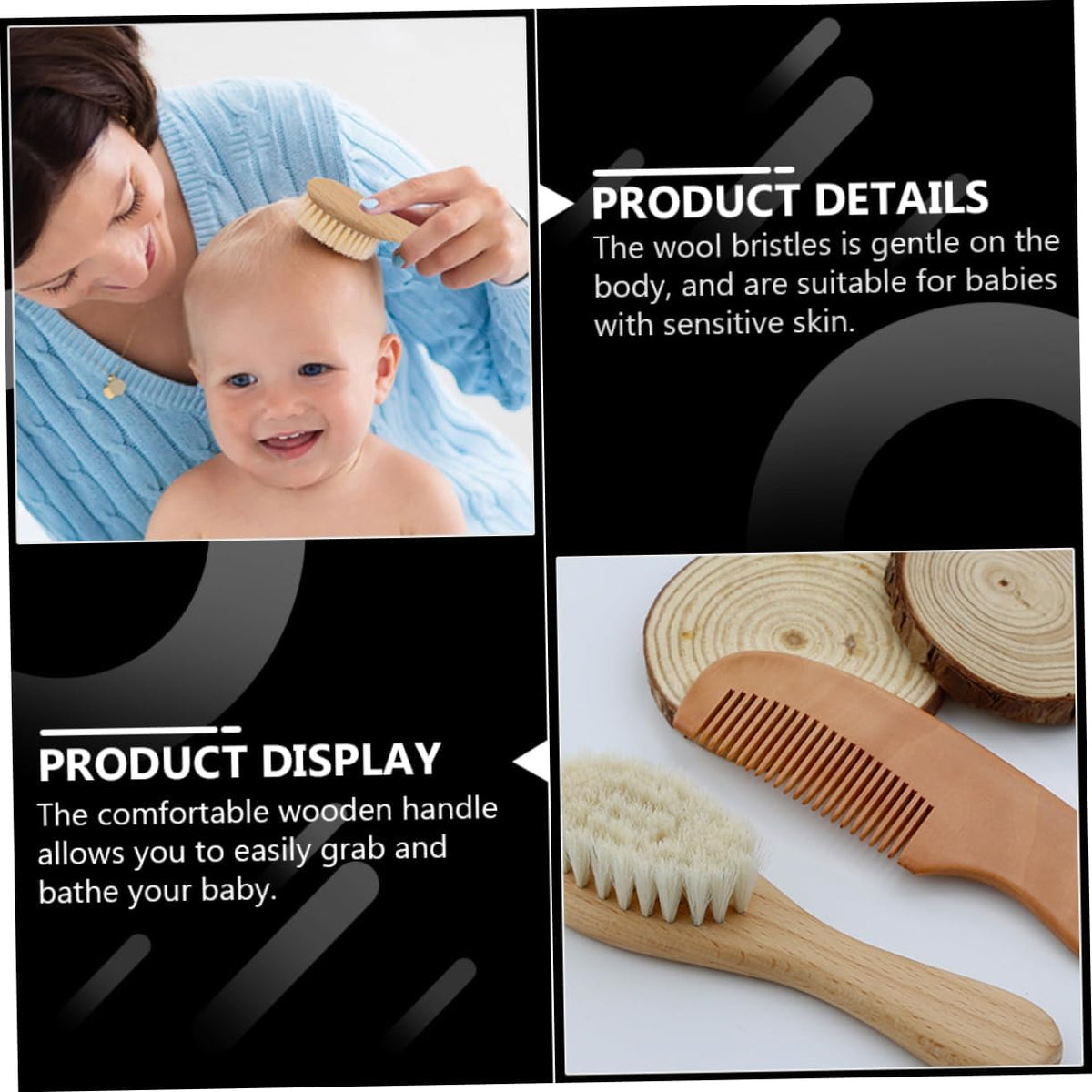 Healeved 3sets Bath Brush and Hair Care Comb for Boys and Girls Shower Body Washing Supplies Boy Girl