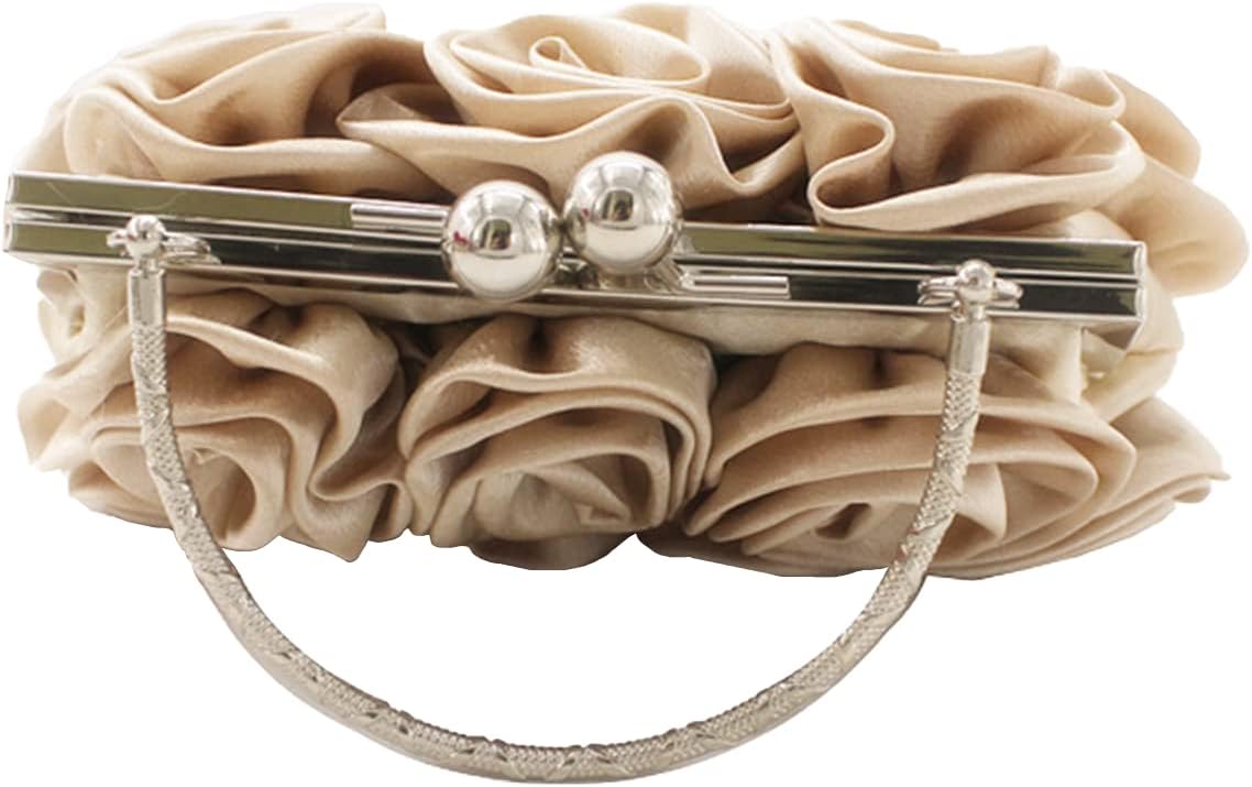 JAMBHALA Women Evening Clutch Bag Floral Satin Purses with Detachable Strap for Wedding, Party, Prom