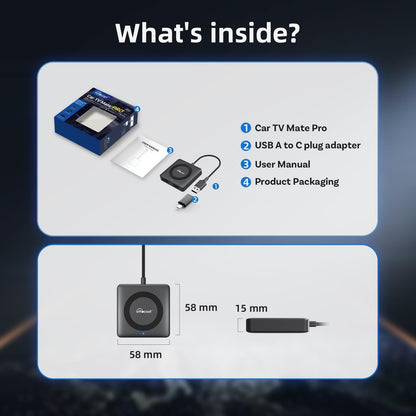 OTTOCAST Car TV Mate Pro Wireless CarPlay Adapter - Compatible with Fire TV Stick Converter for Car - Compatible with Set Top Box, Switch - HDMI to USB Converter for OEM CarPlay Cars