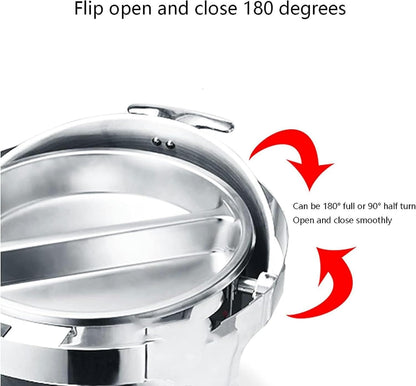 Buffetr & Heater - Catering Buffet Food Warm Tray, Dining Food Pot, Kitchenware New Stainless Steel Double Hot Pot, for Event Catering Banquets,Steel Cover - Single-6L,Steel Cover-Double