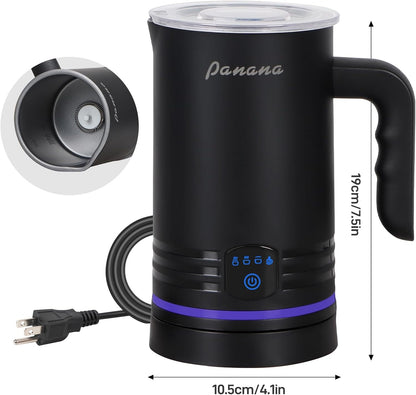 Electric Milk Frother, 4 in 1 Milk Steamer, 14.5oz/430ml Automatic Warm and Cold Foam Maker for Coffee,Latte, Cappuccino, Macchiato, Hot Chocolate (Black)