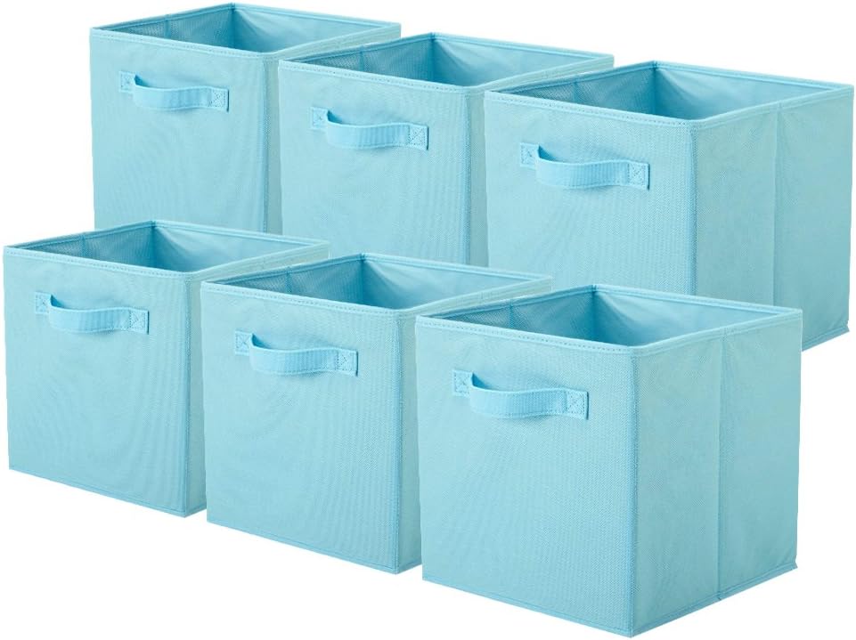 ShellKingdom Storage Bins, Foldable Fabric Storage Cubes And Cloth Organizer Drawer For Closet And Toys, 6 Pack (Lavender+Light Blue+Pink)