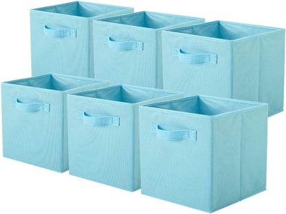 ShellKingdom Storage Bins, Foldable Fabric Storage Cubes And Cloth Organizer Drawer For Closet And Toys, 6 Pack (Lavender+Light Blue+Pink)