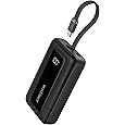 Anker Zolo Power Bank, 10,000mAh 30W Max Fast Portable Charger with Built-in USB-C and MFi Certified Lightning Cables, USB-C&A, Battery Pack for iPhone 16/15 Series, MacBook, Galaxy (Black)