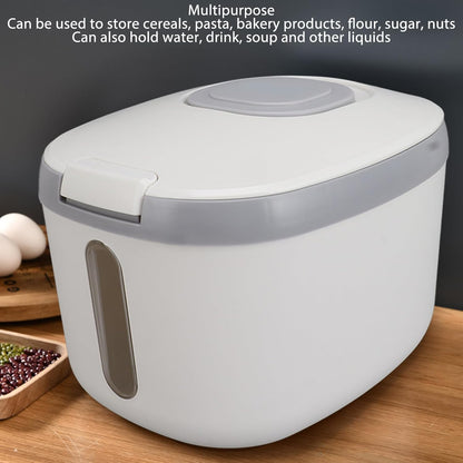 Rice Container, Bug Proof Rice Storage Bin, Odorless Airtight Rice Box with Clear Window for Grains Sugar Flour (S Gray (5kg/11.0lb))