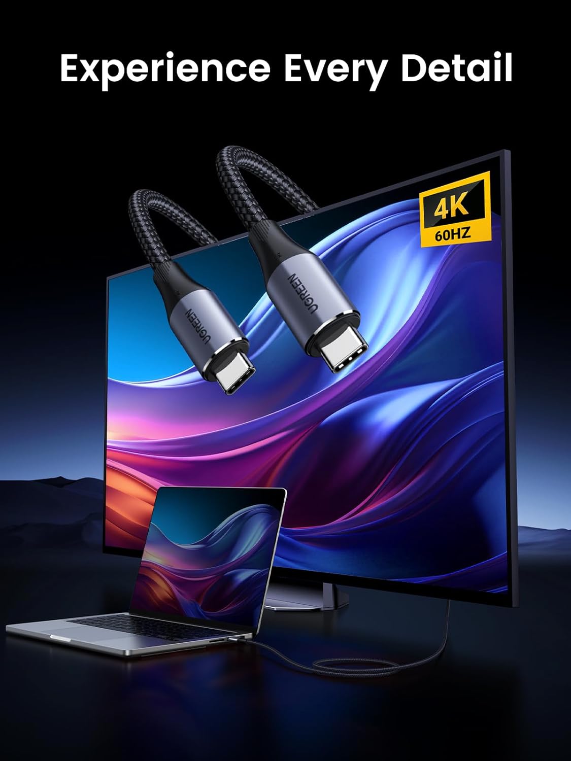 UGREEN 240W USB C to USB C Cable 10Gbps USB C 3.2 Cable 4K 60Hz Video Output Fast Charging Compatible with iPhone 16 15 Pro Max, NVMe SSD, Monitor, Galaxy S25 S24 S23 Ultra, MacBook Pro, 3ft (1M)