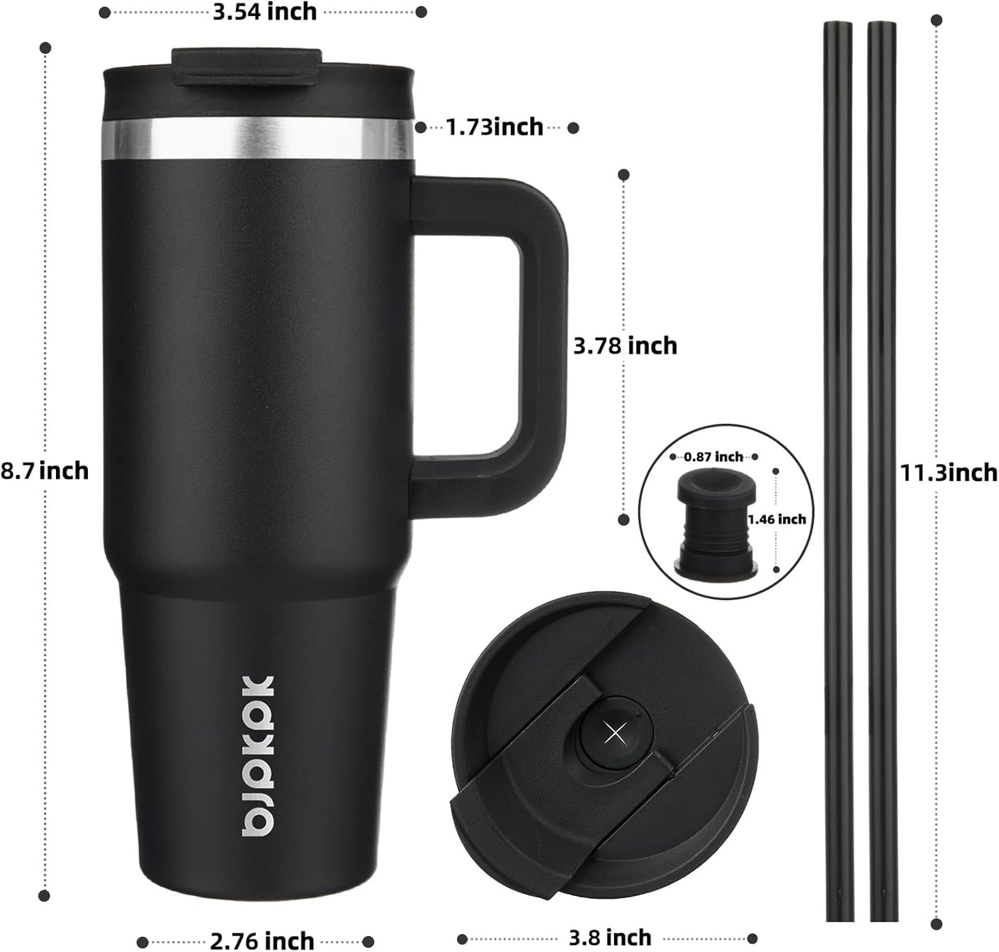 BJPKPK Tumbler with Handle and Straw 30oz Insulated Tumbler Cups with Lid Stainless Steel Travel Coffee Mug,Indigo Black