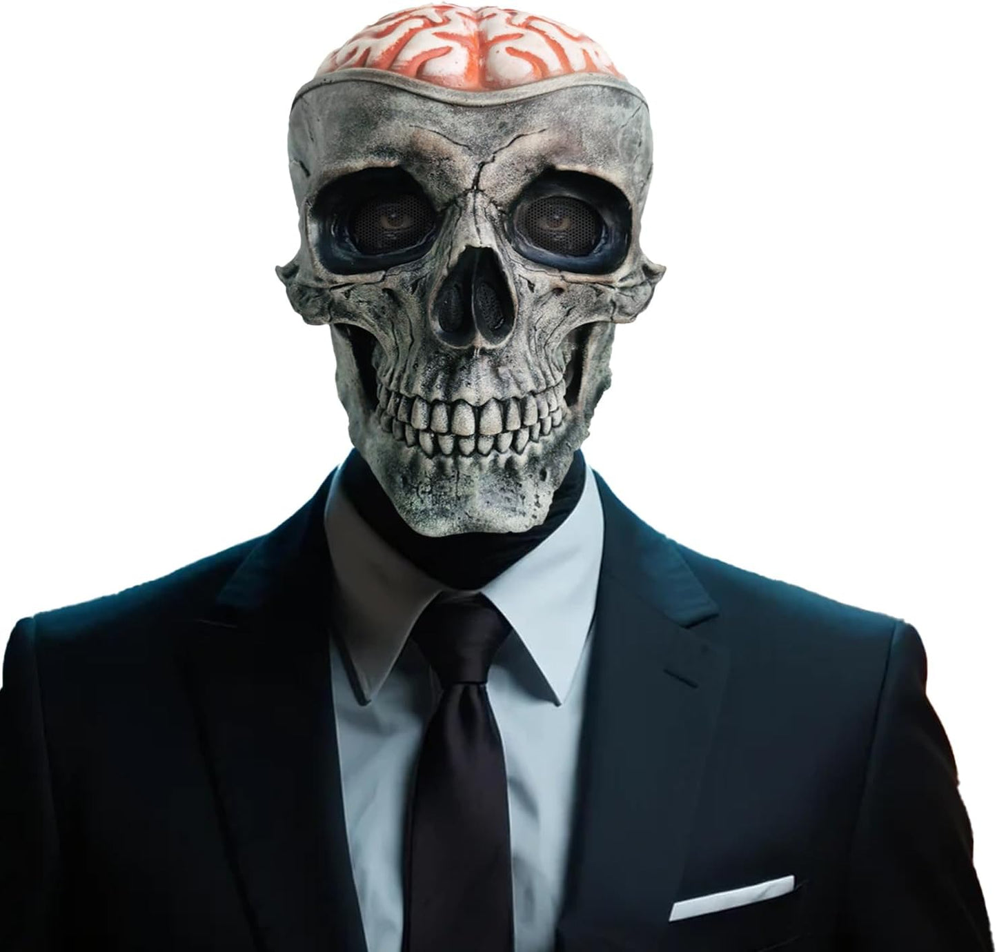 Halloween Skull Mask, Full Head Skeleton Headgea with Movable Mouth, Latex Skeleton Props, Deluxe Latex Helmet Cosplay Party