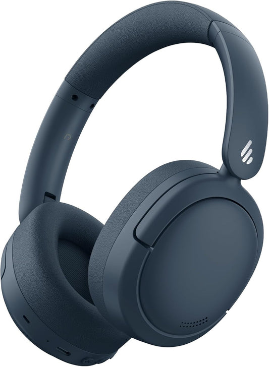 Edifier V80 Hybrid Active Noise Cancelling Bluetooth Headphones, Wireless Over Ear Headset with 45H Playtime, Wired Hi-Res Audio Fast Charging Multipoint Connection for Home Travel Office - Navy Blue - PuriLite