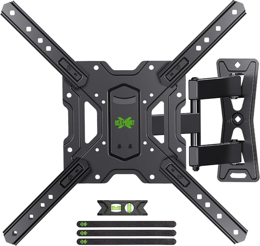 USX MOUNT Full Motion TV Wall Mount for 26-55 Inch TVs up to 77 Lbs, Articulating TV Mount with Perfect Center Design, Single Stud Wall Mount TV Bracket, Max VESA 400x400mm