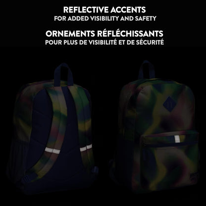 Roots Teen Lightweight Backpack — Made from Recycled Polyester with 15.6" Laptop Compartment, Rain Flap, Bottle Pocket, Reflective Accent, and Back Padding — 34L, Black